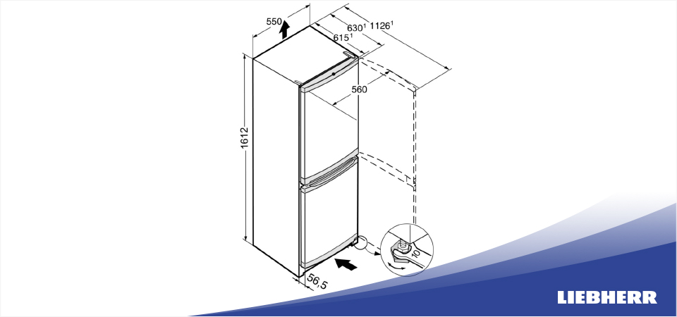 Cхема встраивания холодильник Liebherr CUkw 2831