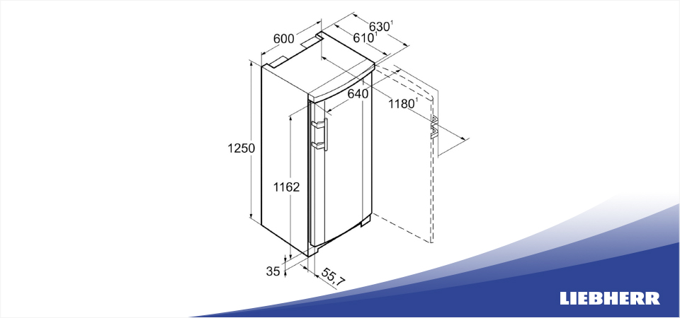 Схема встраивания морозильник Liebherr GNP 1956