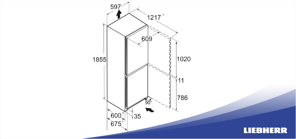 Схема встраивания холодильник Liebherr CNf 5203
