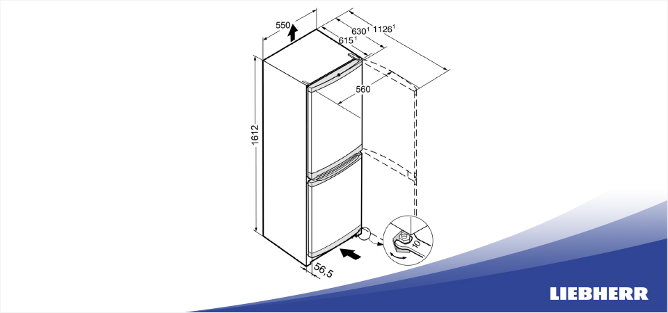 Схема встраивания холодильник Liebherr CUno 2831
