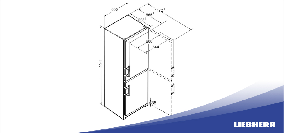 Схема встраивания холодильник Liebherr CNef 3915