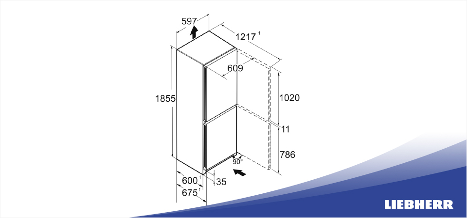 Схема встраивания холодильник Liebherr CNsfd 5223