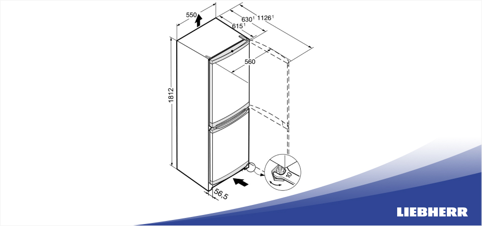 Схема встраивания холодильник Liebherr Cuef 3331