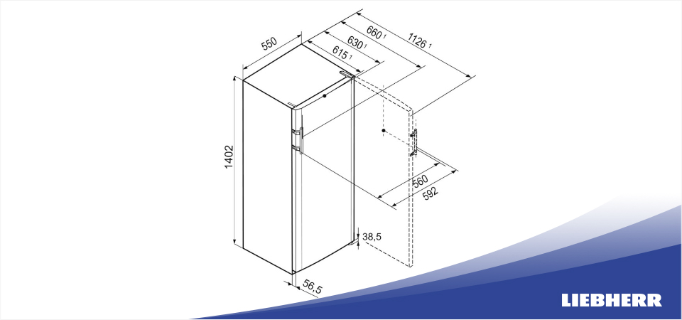 Схема встраиивания холодильник Liebherr Kel 2834