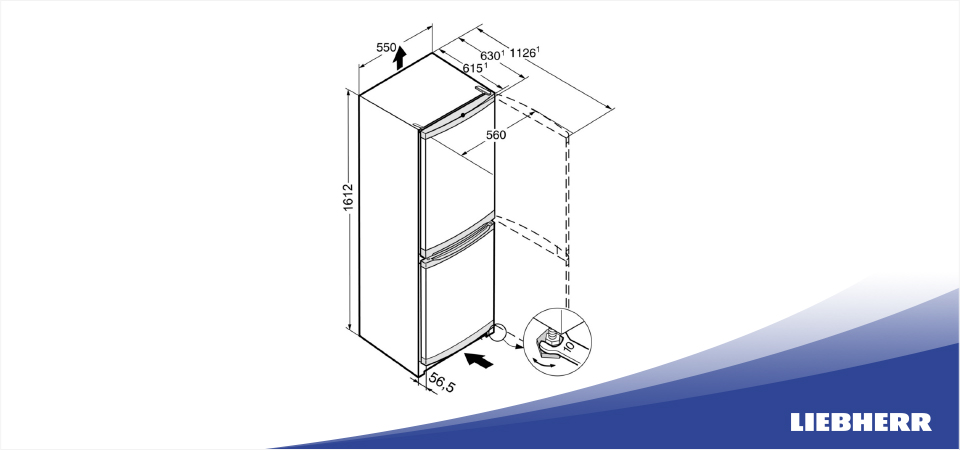 Схема встраивания холодильник Liebherr CUel 2831