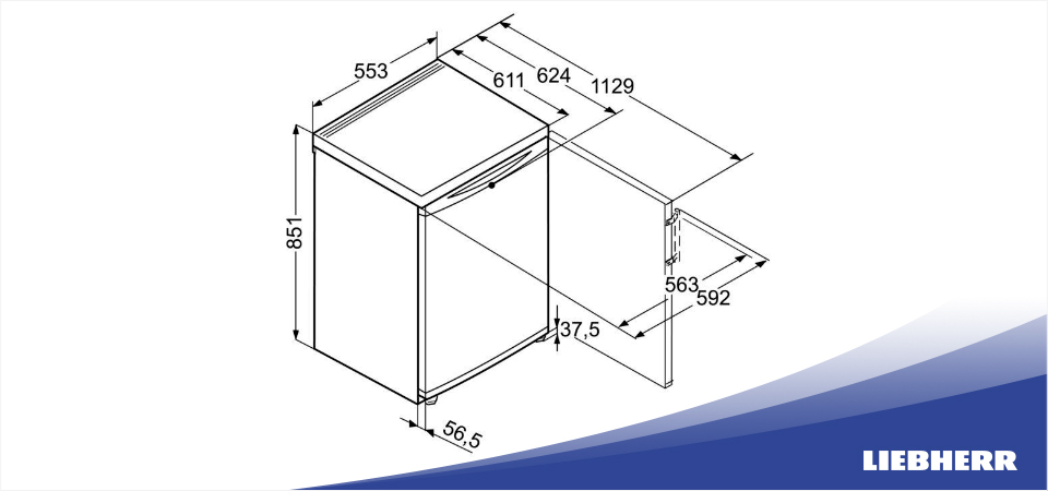 Схема встраивания морозильник Liebherr G 1223
